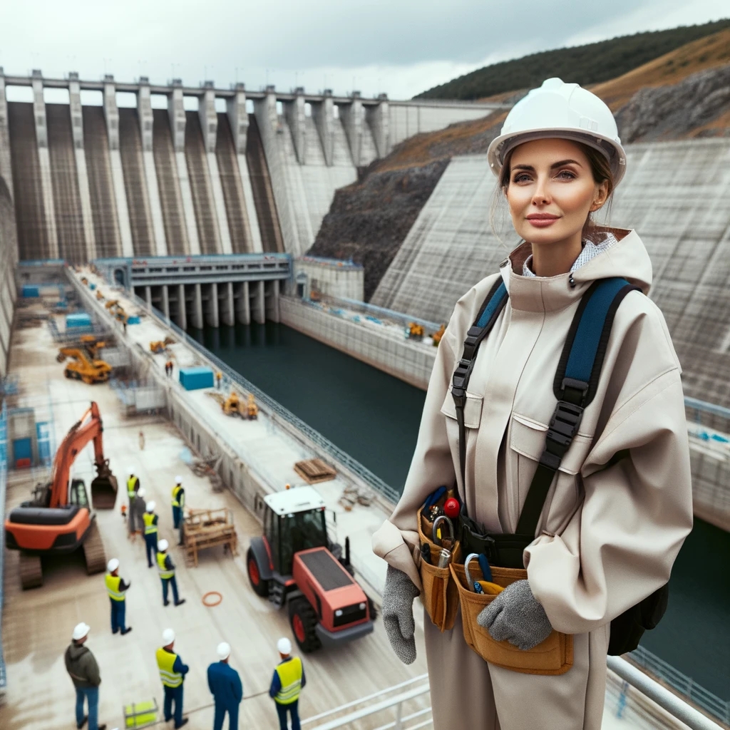 A female civil engineer standing outside of a construction project 