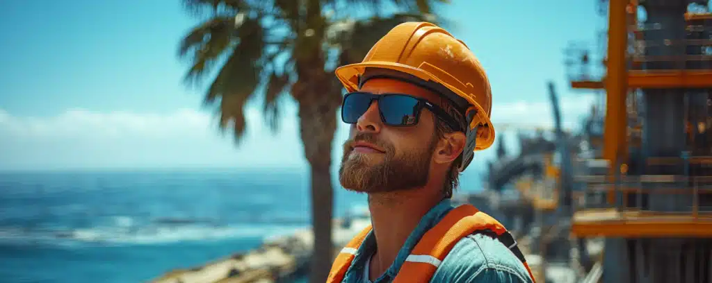 Marine engineer on a construction site in California