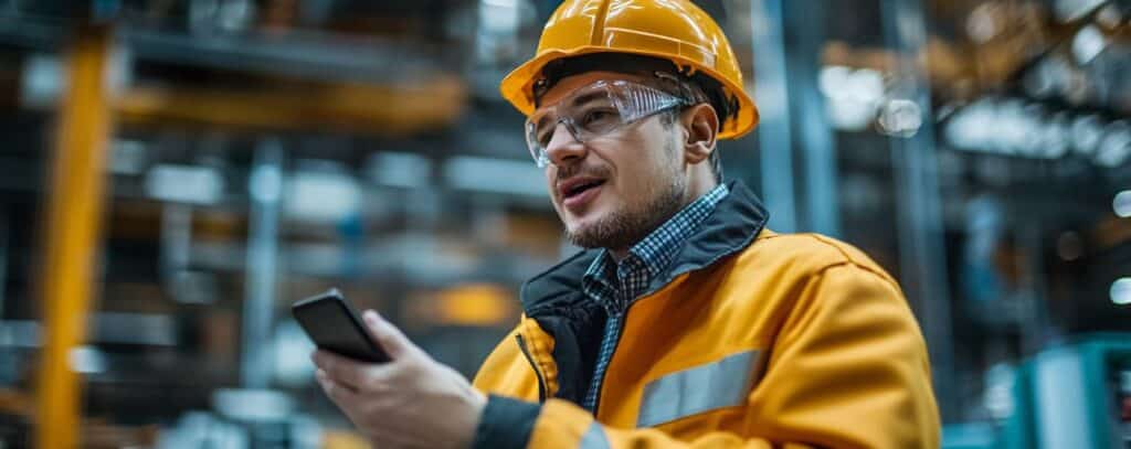 professional engineer talking on a phone